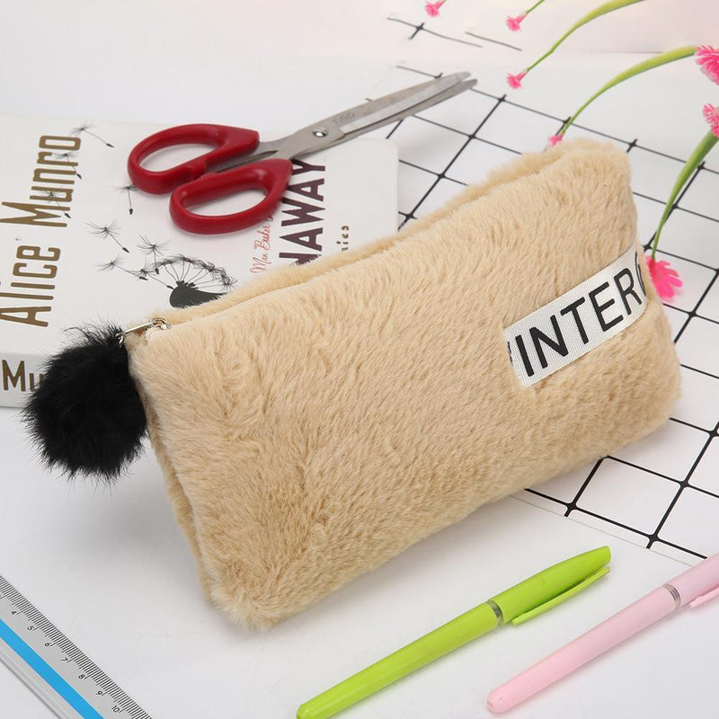 Cute Soft Plush Pencil Canvas Stationery Bag Case Cosmetic Pouch Student Supp