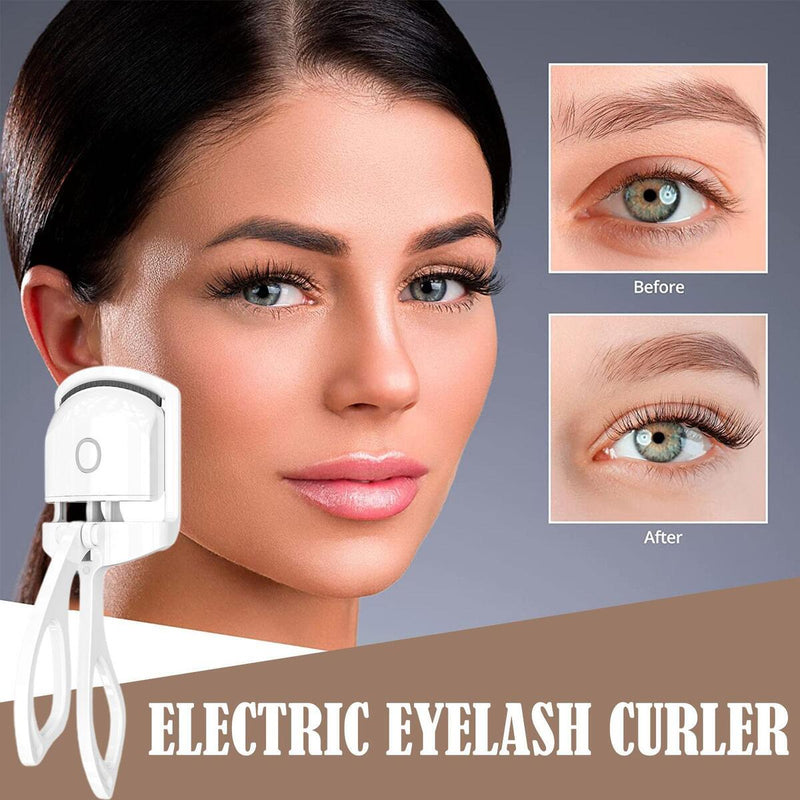 Heated Eyelash Curler Electric Lash Curler w/ Silicone Heating Pads Lasting`