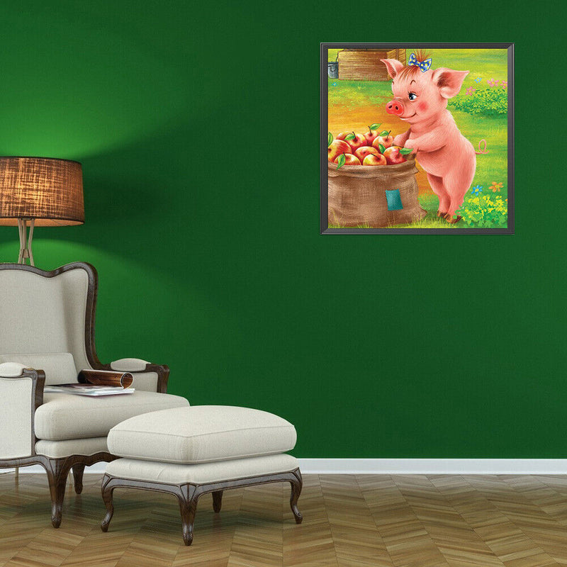 Diamond Painting 5D DIY piglet eating Full Round Drill Rhinestone Picture
