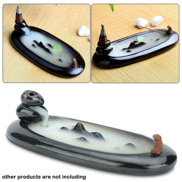 Fishing in river Ceramic Incense Stick Holder Joss Ash Insence Catcher. U5F3
