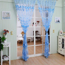 4pcs Tulip Flower Yarn Sheer Window Curtain Scarf Drapes(Blue)