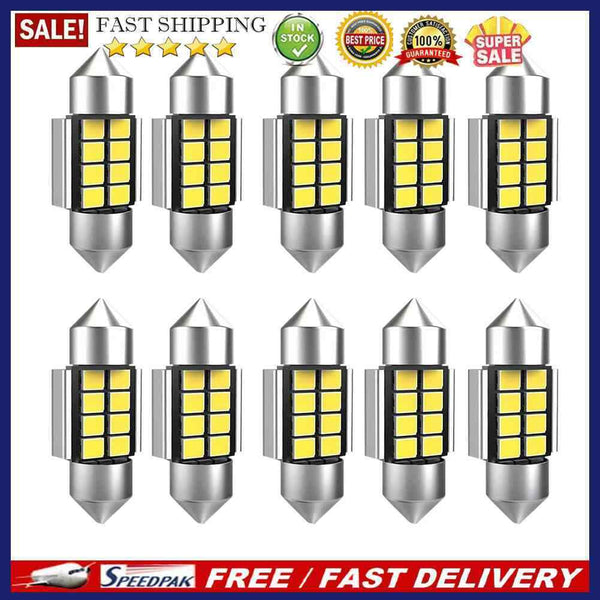 10pcs 31/36mm Car Interior Dome Light Replacement Auto License Plate LED Lamps