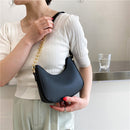 Women Pure Color Chain PU Shoulder Underarm Bag Retro Ladies Small Hobos Handbag
