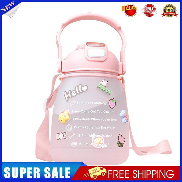 1300ml Large Capacity Cute Girl Water Bottle Plastic Straw Water Cup (Pink)