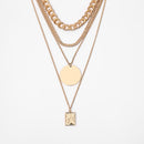 Geometric Metal Pendant Necklace Multi Layer Women Statement Clavicle Chain G