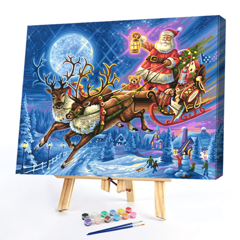 Santa Oil Paint By Numbers Kits Canvas DIY Picture Hand Painted Wall Art Cr