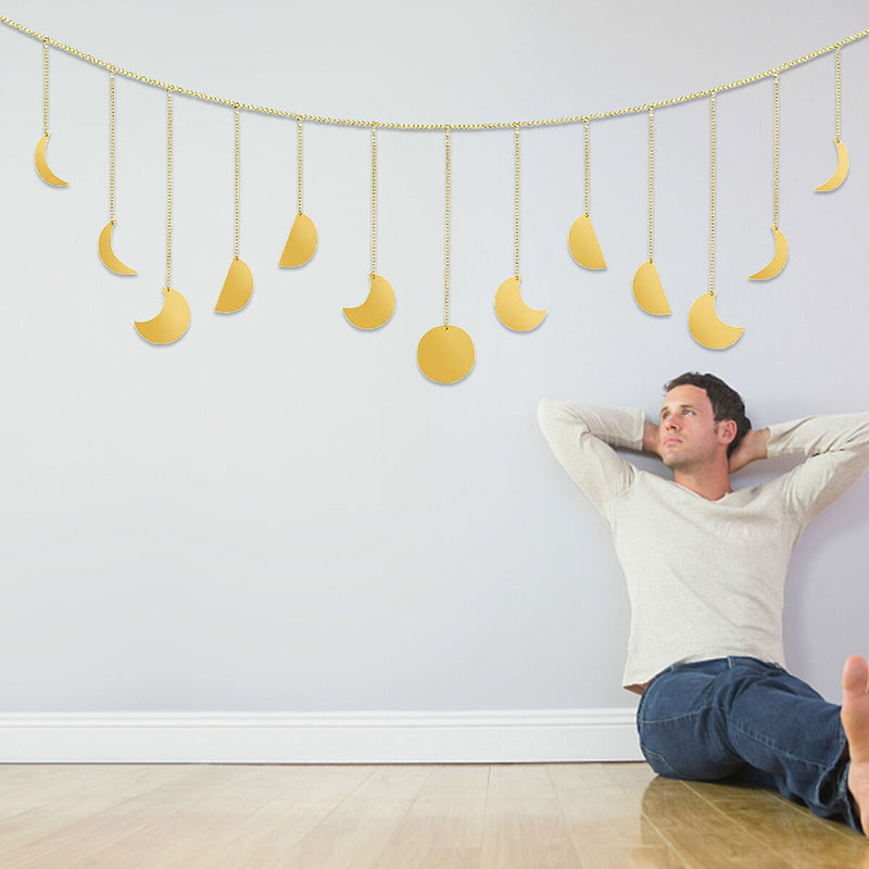 Moon Phase Wall Hanging 13 Pack Moon Hanging Ornaments for Bedroom Office Dorm