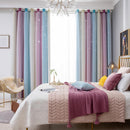 Gradient Hollow Star Curtain Bedroom Full Blackout Window Drapes (Purple)