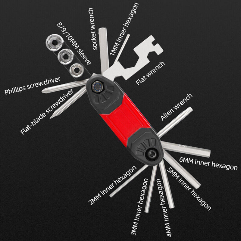 16 in 1 Bike Socket Wrench Folding Multipurpose Screwdriver Bicycle Repair Tools