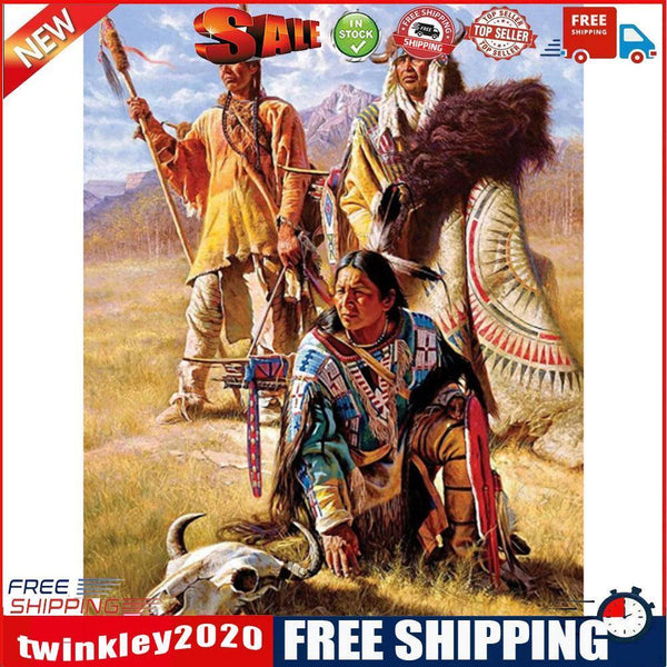 Indians Oil Paint By Numbers Kits Canvas Picture Wall Art DIY Craft Color