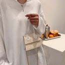 Mini Crossbody Bags Retro Print Straw Leather Handbags Chain Purse (Beige)