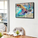 round diamond painting of sea turtle underwater animal