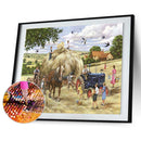 5D DIY Full Round Drill Diamond Paint Horse Cart Mosaic Rhinestone Art Picture