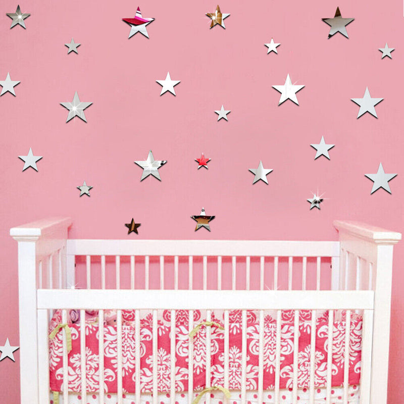 20pcs Cartoon Star Removable Mirrors Wall Stickers Children Room Wall Decor