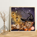 40x50cm Cross Stitch Full Embroidery Kit Halloween Cat Home Art Decor Stamped