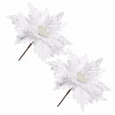 Home Decoration Poinsettia Christmas Tree Flowers Xmas Gift Glitter Ornament