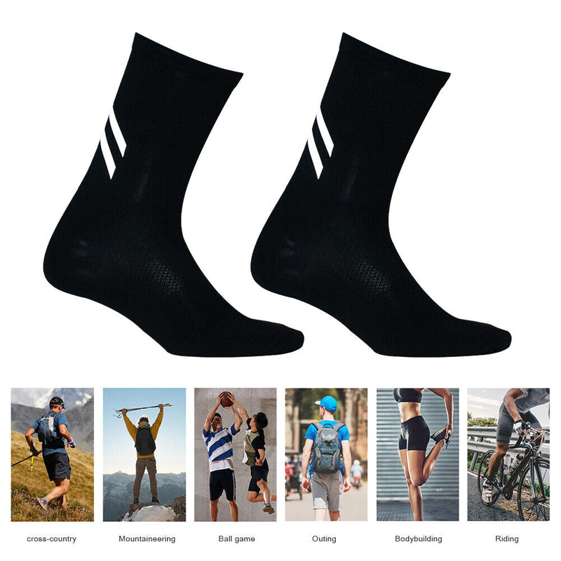 Outdoor Night Riding Running Reflective Lycra Socks Bicycle Fitness Sports So