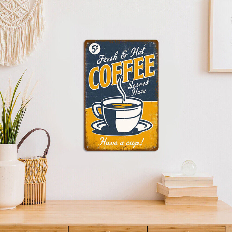 Coffee Retro Metal Plate Tin Sign Wall Poster Plate for Iron Painting Decor