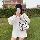 Fashion Cow Milk Print Crossbody Bags Women Canvas Casual Shoulder Handbag Pouch