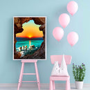 DIY Kit 5D Diamond Painting Sunset by The Sea Full Round Drill Drawing Ornaments