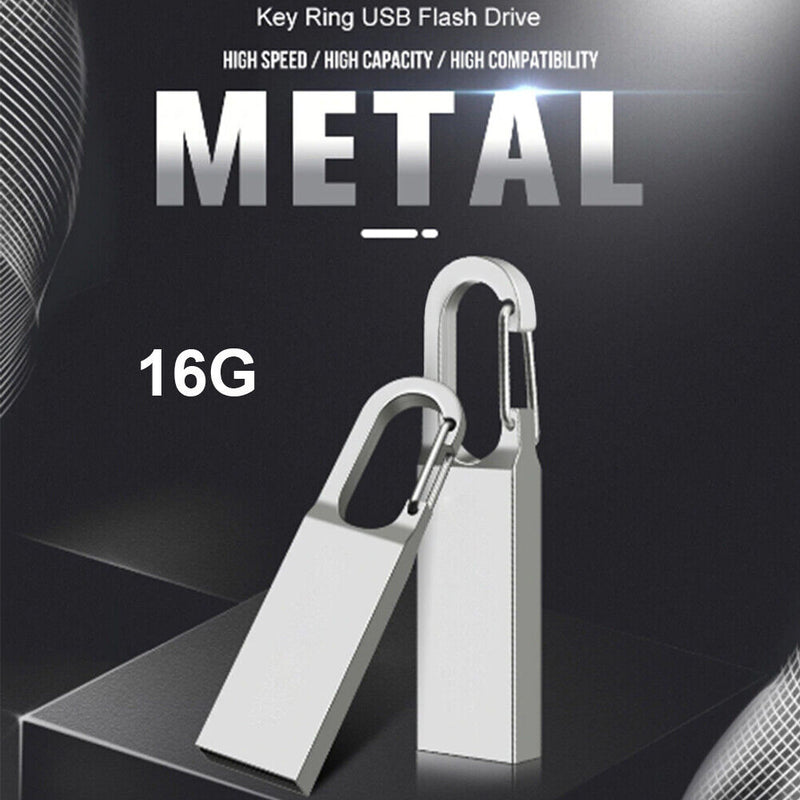 16GB USB 2.0 Flash Drive Pen Metal Key Ring Memory Storage U Stick Pendrive