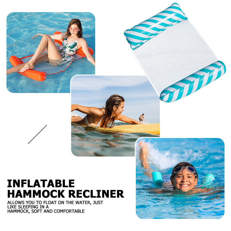 Floating Bed Inflatable Mattress Swimming Pool Beach Water Lounges (Blue) Newly