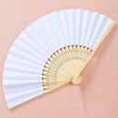 White Hand Held Fan Folding Bamboo Paper Wooden Wedding Deco Events r. I2G5