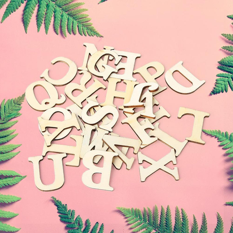 Wooden Letters Alphabet Wood Discs for DIY Scrapbooking Arts Crafts Decoration