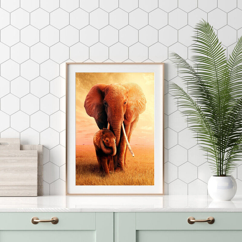 5D DIY Diamond Painting Snuggle Elephant Full Round Drill Cross Stitch Mosaic