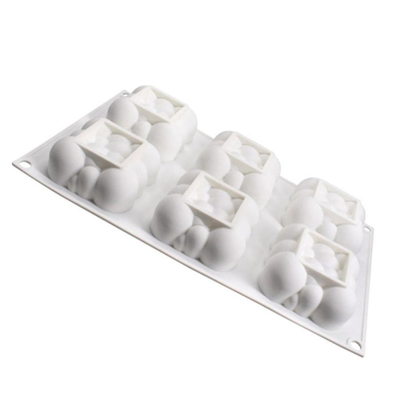 6 Cavity Square Cloud Shaped Silicone Bakeware Mold DIY Mousse Jelly Moulds