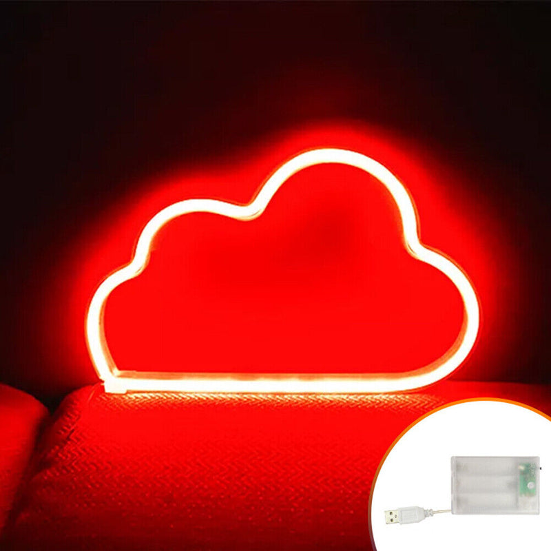 Cartoon Cloud Sign Neon Light USB Battery Operated Art Hanging Lamp (Red) Newly