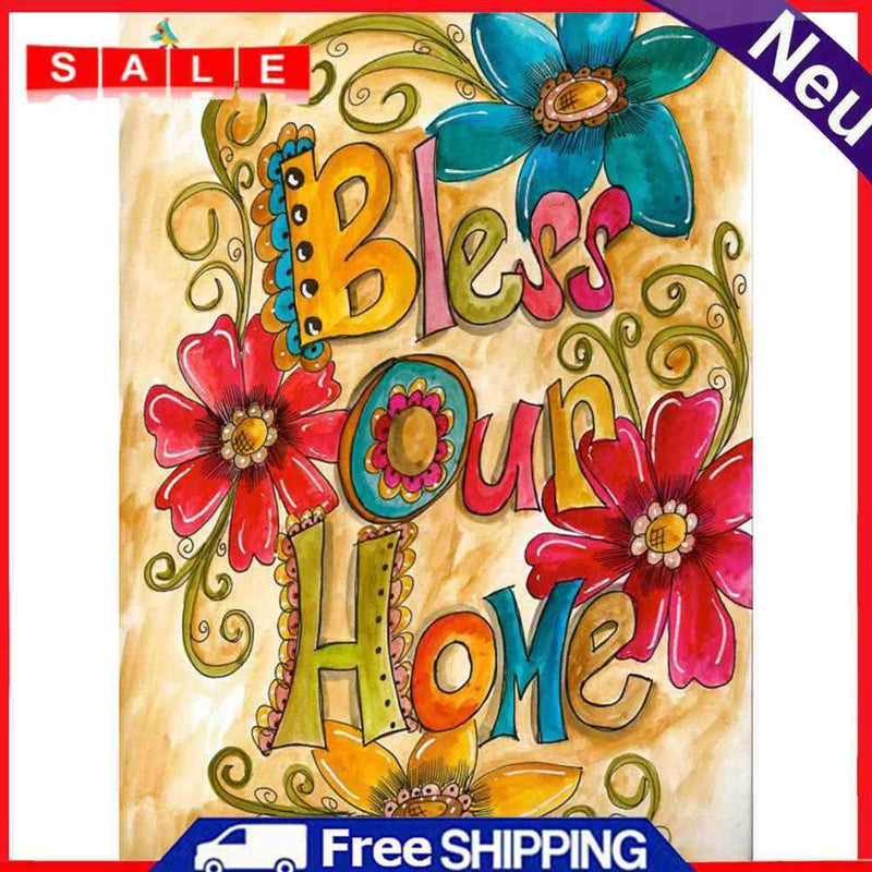 DIY Rhinestone Picture Full Diamond Kit 5D Bless Home Round Drill Painting Decor