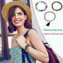 3pcs Boho Colorful Beads Bracelet Tassel Elephant Pendant Bangles Gift (B)