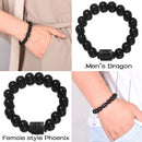 Lovers Hand String Dragon Phoenix Obsidian Bracelet Black Bead Wristbands