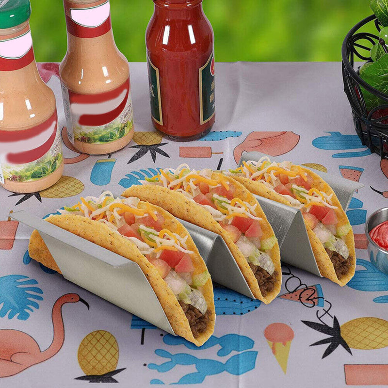 Stainless Steel Taco Shell Holder Mexican Pancake Bracket Tray (with Ears)