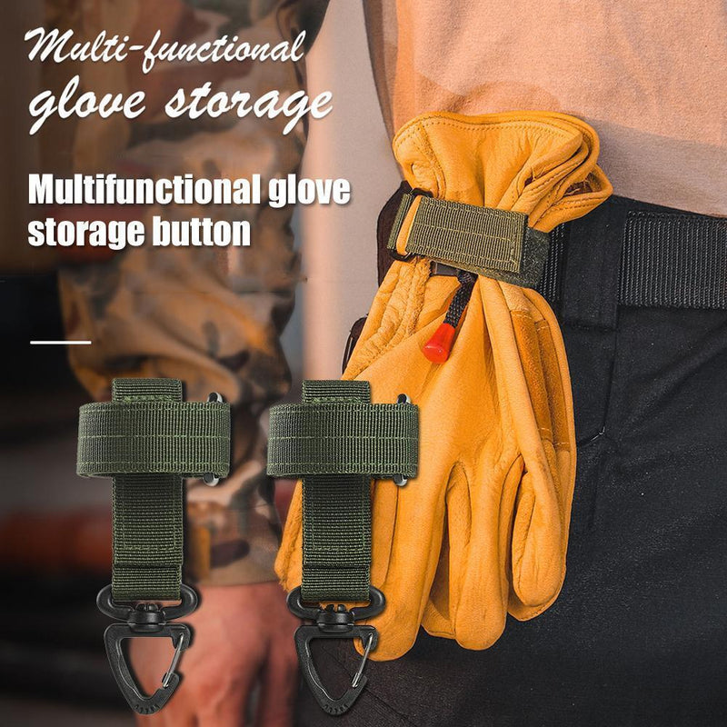 2x Outdoor Gloves Storage Buckle Climbing Rope Hanging Buckles (Army Green)
