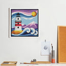2 Strands Full Embroidery Cartoon Lighthouse Printed Cross Stitch Art Home