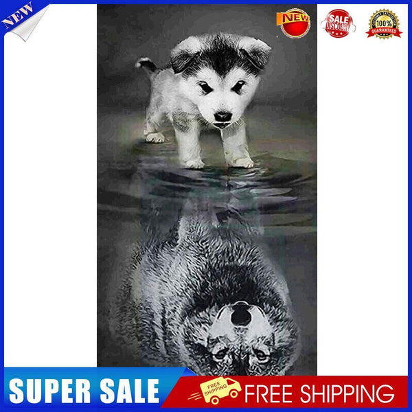 Dog Reflection Wolf Oil Paint By Numbers Kits DIY Handpainted on Canvas Art