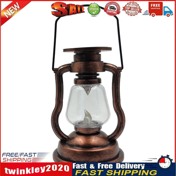 Solar Powered Retro Classic Kerosene Lamp Portable LED Lantern Light (B) Newly