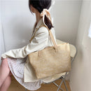 Women Straw Woven Pure Color Shopping Bag Beach Ladies Large Capacity Handbags