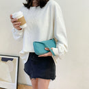 Fashion Nylon Underarm Tote Bag Women Solid Shoulder Hanbag (Blue Green)
