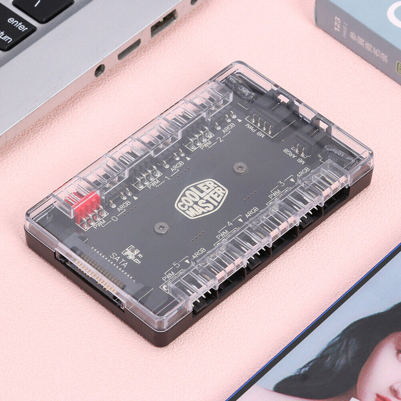 1 to 6 PWM ARGB Fan HUB Splitter 4 Pin PWM 3 Pin Addressable RGB Adapter Newly