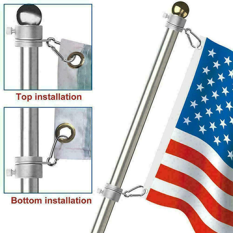 2* Alloy Metal Flag Pole Flagpole Rotating Rings Clip B4E2 Grommet Anti I7J Y8L9