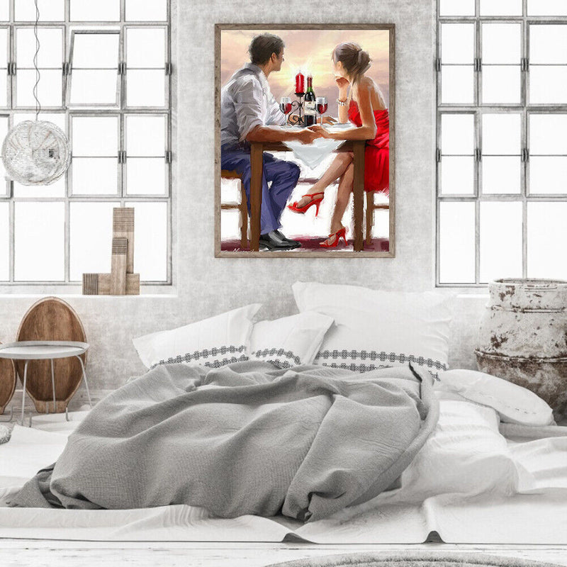 Dating Lovers Drawing Frameless DIY Oil Paint by Numbers Canvas Home Decor