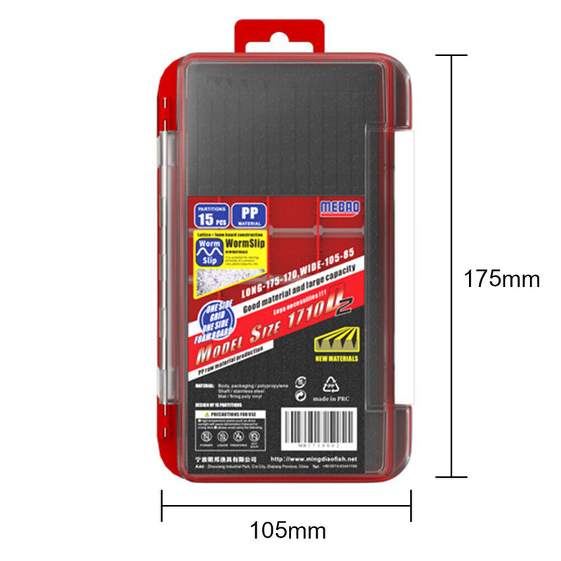 2 Layer Fishing Hook Lures Bait Box Waterproof Fishing Tackle Case (Red) Newly