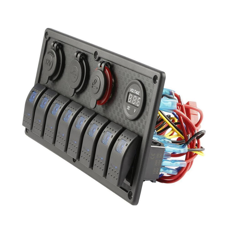 Car Marine Boat 8-Speed Waterproof LED Rocker Switch Panel Circuit Switch