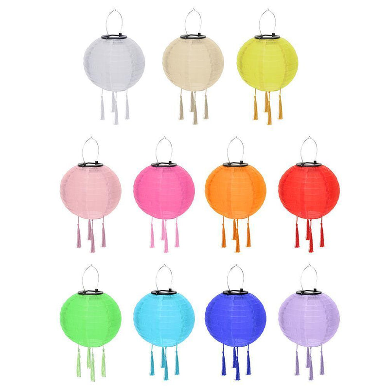 2* Solar Nylon Lantern Lamp Waterproof Hanging Light Festival Decor (Pink)