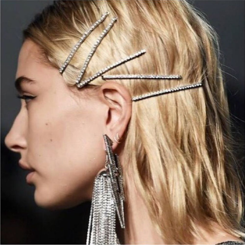 Style Shiny Metal Barrette Rhinestones Hairpins  Crystal Hairgrip Hair Clips