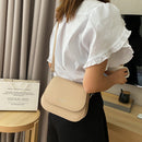 Women Solid Color Shoulder Handbags Simple PU Leather Flap Small Crossbody Bags