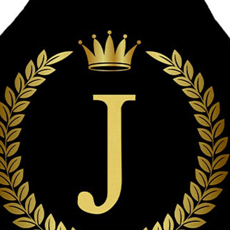 Letter J Printed Linen Apron Waterproof Home Cooking Baking Bibs (82X68CM)